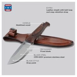 Benchmade Saddle Mountain Skinner CPMS30V Steel Hunting Fixed Blade Knife, Leather Sheath - 15002 -Knifes Series Shop B15002 5