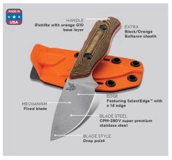 Benchmade Hidden Canyon CPMS90V Steel Hunting Fixed Blade Knife, Boltaron Sheath - 15017-1 -Knifes Series Shop B15017 1 6
