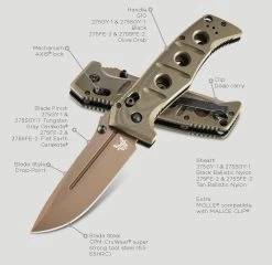 Benchmade ADAMAS CPM-CruWear® Steel Flat Earth Folder Knife - 275FE-2 -Knifes Series Shop B275FE 2 7