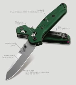 Benchmade Mini Osborne CPMS30V Steel Reverse Tanto Green Folder Knife - 945 -Knifes Series Shop B945 6