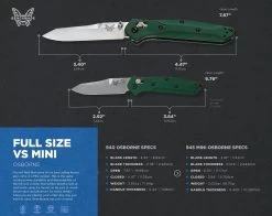 Benchmade Mini Osborne CPMS30V Steel Reverse Tanto Green Folder Knife - 945 -Knifes Series Shop B945 7