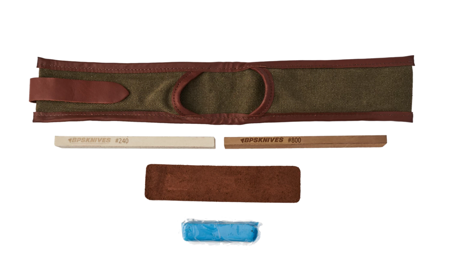 BPS Knives Knife Sharpening Kit, 240/800 Grit Stones, Leather Strop, Compound, Nylon Case 3 BPS Knives Knife Sharpening Kit, 240/800 Grit Stones, Leather Strop, Compound, Nylon Case