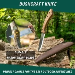 BeaverCraft BSH1 – Traditional Bushcraft Knife (Walnut Handle + Leather Sheath) -Knifes Series Shop BVCBSH1 3