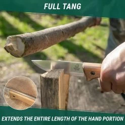 BeaverCraft BSH2 – Traditional Bushcraft Knife (Walnut Handle + Leather Sheath) -Knifes Series Shop BVCBSH2 3