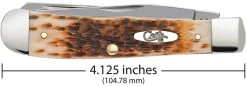 Case Amber Bone Peach Seed Jig (CS) Large Trapper Folder Knife #00163 -Knifes Series Shop CA00163 3