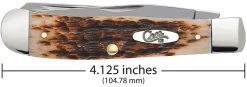 Case Amber Bone Peach Seed Jig (SS) Large Trapper Folder Knife #00164 -Knifes Series Shop CA00164 3