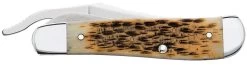 Case Amber Bone Peach Seed Jig (SS) Russlock Folder Knife #00260