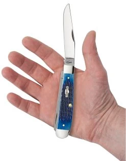 Case Rogers Corn Cob Jig Blue Bone (SS) Large Trapper Folder Knife #02800 -Knifes Series Shop CA02800 2