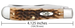Case Amber Bone Peach Seed Jig (SS) Large Trapper Folder Knife W/ Pocket Clip #06540 -Knifes Series Shop CA06540 3