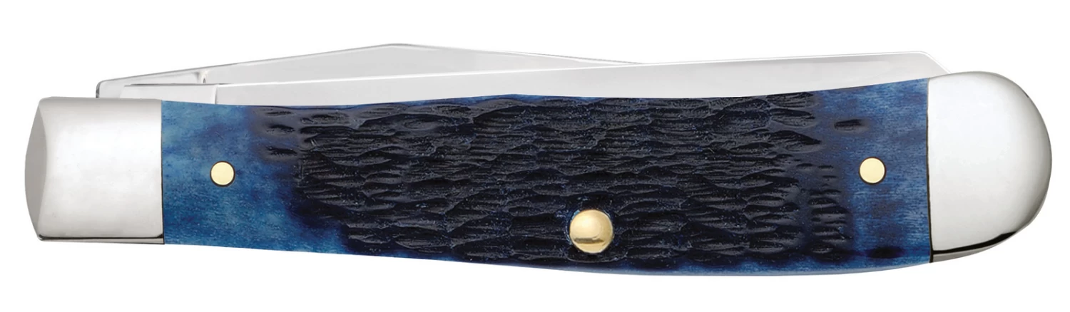 Case Rogers Jig Navy Blue Bone (SS) Large Trapper Folder Knife #07051 3 Case Rogers Jig Navy Blue Bone (SS) Large Trapper Folder Knife #07051