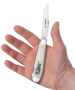 Case Psalm 23 Smooth Natural Bone (SS) Trapper Folder Knife #08795 -Knifes Series Shop CA08795 2