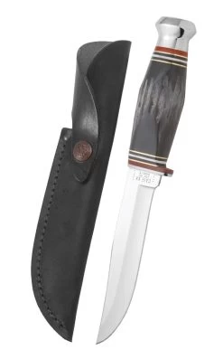 Case Buffalo Horn 5" Combination Skinner Hunter Fixed Blade Knife With Sheath #17912