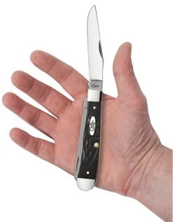 Case Jigged Rough Black Synthetic (SS) Large Trapper Folder Knife #18221 -Knifes Series Shop CA18221 2