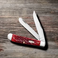 Case Peach Seed Jig Dark Red Bone (CS) Large Trapper Folder Knife #31950 -Knifes Series Shop CA31950 1