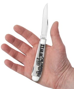 Case War Series WWII Embellished Smooth Natural Bone (SS) Large Trapper Folder Knife #50950 -Knifes Series Shop CA50950 2