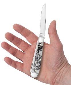 Case War Series Korean War Embellished Smooth Natural Bone (SS) Large Trapper Folder Knife #50951 -Knifes Series Shop CA50951 2