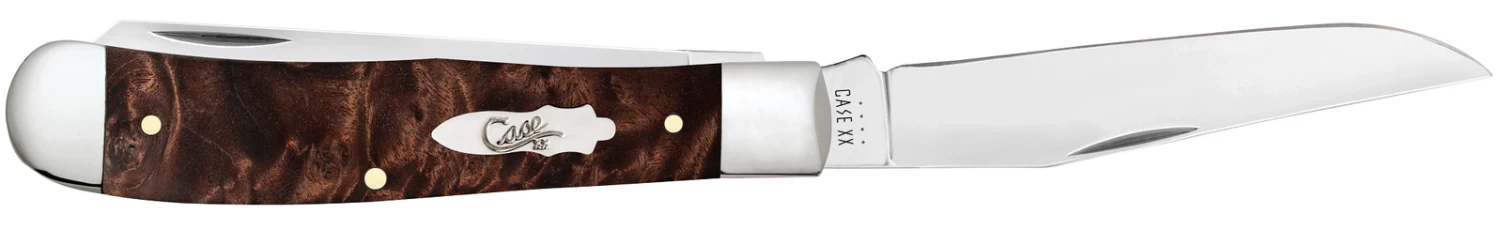 Case Smooth Brown Maple Burl Wood (SS) Large Trapper Folder Knife #64060 4 Case Smooth Brown Maple Burl Wood (SS) Large Trapper Folder Knife #64060 - Image 2