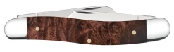 Case Smooth Brown Maple Burl Wood (SS) Large Stockman Folder Knife #64065