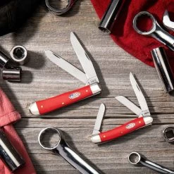 Case American Workman Smooth Red Synthetic (CS) Large Trapper Folder Knife #73930 -Knifes Series Shop CA73930 1