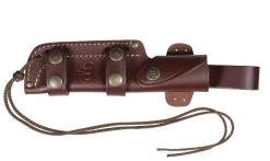 Cudeman Nesmuk Wolf Olive Wood Bohler N690CO Steel Hunting Fixed Blade Knife, Leather Sheath - 208-L