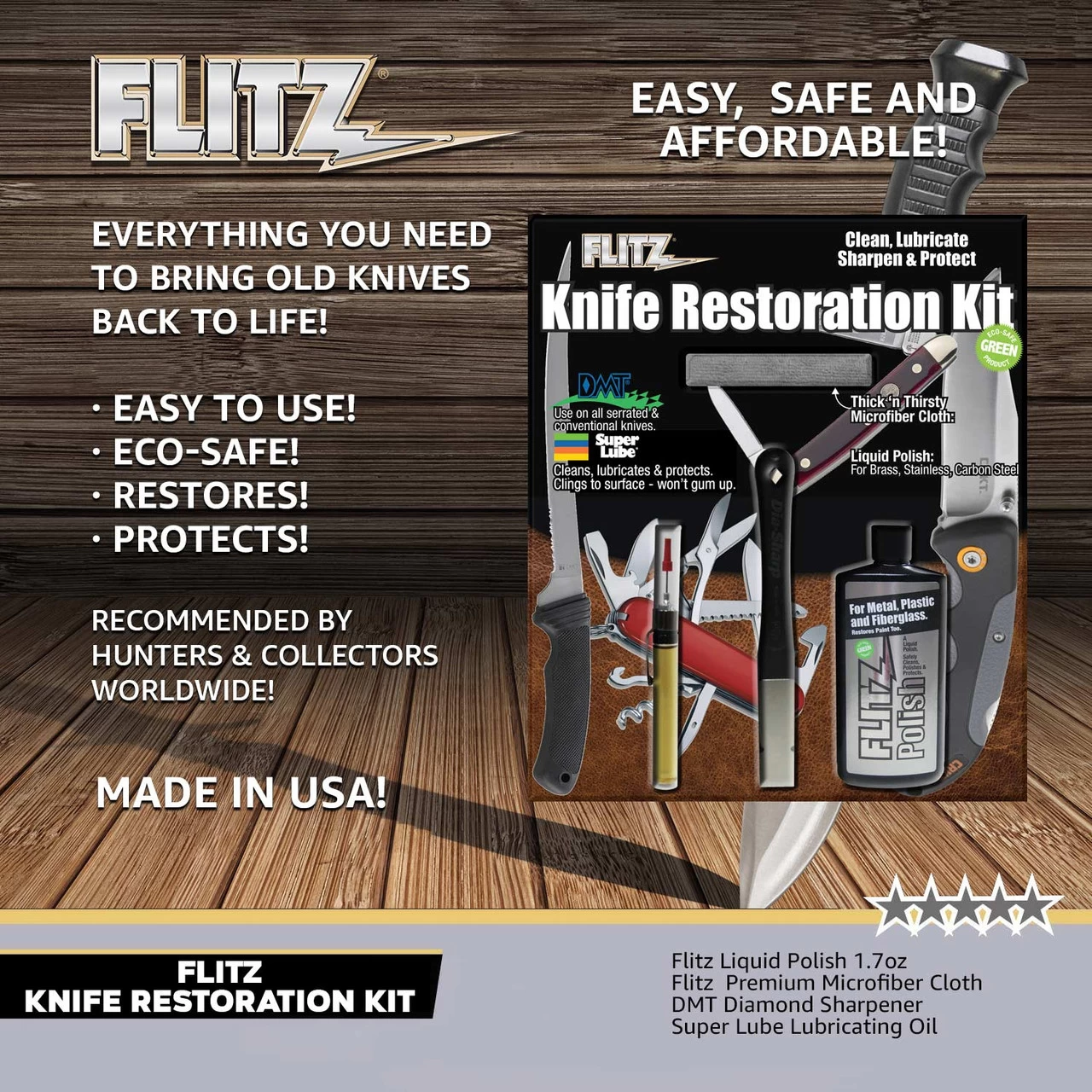 Flitz Knife Restoration Kit (Polish, Lubricate, Sharpen & Protect) 4 Flitz Knife Restoration Kit (Polish, Lubricate, Sharpen & Protect) - Image 2