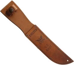 Kabar Leather Handle US Navy Fixed Blade Knife 1225, Leather Sheath
