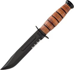 Kabar Short USMC Fixed Blade Knife 1252, Leather Sheath
