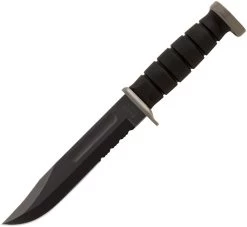 Kabar D2 Extreme Full Size Black Fixed Blade Knife 1283, Leather Sheath