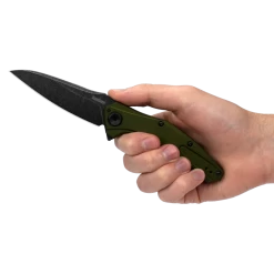 Kershaw Bareknuckle Olive Aluminium, Blackwash Sandvik 14C28N Folder Knife 7777OLBW -Knifes Series Shop KS7777OLBW 1