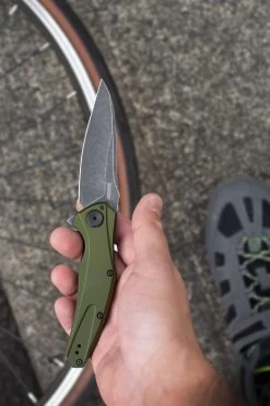 Kershaw Bareknuckle Olive Aluminium, Blackwash Sandvik 14C28N Folder Knife 7777OLBW -Knifes Series Shop KS7777OLBW 3