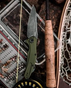 Kershaw Bareknuckle Olive Aluminium, Blackwash Sandvik 14C28N Folder Knife 7777OLBW -Knifes Series Shop KS7777OLBW 4