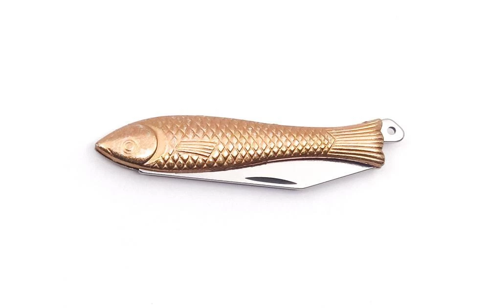 Mikov Rybička "Little Fish" Golden Pocket Folder Knife - 130-NZn-1/ZL 4 Mikov Rybička "Little Fish" Golden Pocket Folder Knife - 130-NZn-1/ZL - Image 2