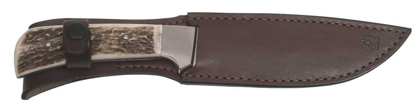 Mikov Les Forest Stag Horn Hunting Narrow Fixed Blade Knife, Leather Sheath - 398-NP-13/A 3 Mikov Les Forest Stag Horn Hunting Narrow Fixed Blade Knife, Leather Sheath - 398-NP-13/A