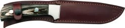 Mikov Les Forest Buffalo Horn Hunting Narrow Fixed Blade Knife, Leather Sheath - 398-NR-13/A