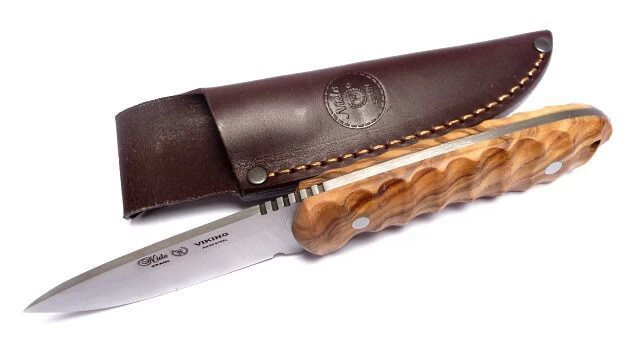 Nieto Viking Olive Wood Hunting Fixed Blade Knife, Leather Sheath - 11000 3 Nieto Viking Olive Wood Hunting Fixed Blade Knife, Leather Sheath - 11000