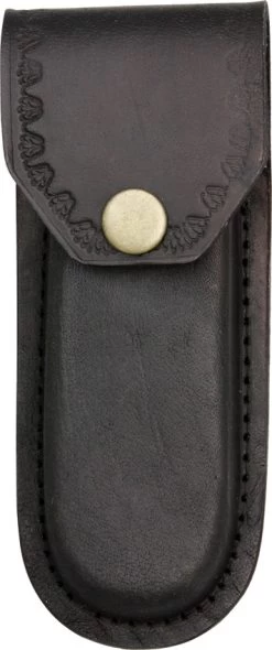 Black Leather Embossed Edge Belt Sheath To Suit 5 Inch Knife