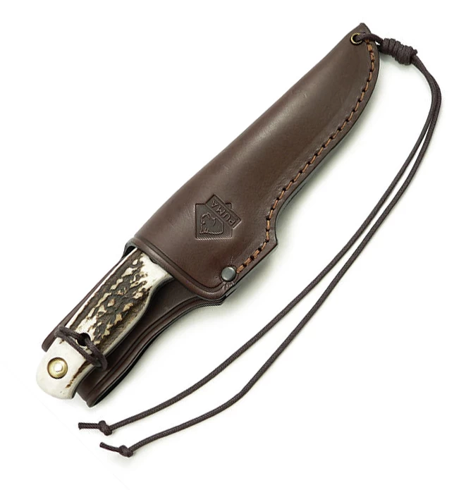 Puma Waidwerk Stag Handle Hunting Fixed Blade Knife, Leather Sheath - 113440 4 Puma Waidwerk Stag Handle Hunting Fixed Blade Knife, Leather Sheath - 113440 - Image 2