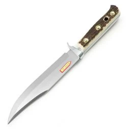 Puma Bowie Stag Handle Hunting Fixed Blade Knife, Leather Sheath - 116396
