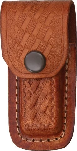 Brown Leather Embossed Basketweave Belt Sheath To Suit 3 - 3.5 Inch Knife
