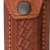 Brown Leather Embossed Basketweave Belt Sheath To Suit 3.5 - 4 Inch Knife