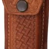 Brown Leather Embossed Basketweave Belt Sheath To Suit 4.5 - 5.25 Inch Knife -Knifes Series Shop SH1132