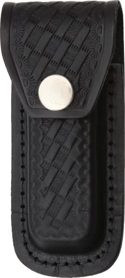 Black Leather Embossed Basketweave Belt Sheath To Suit 3.5 - 4 Inch Knife