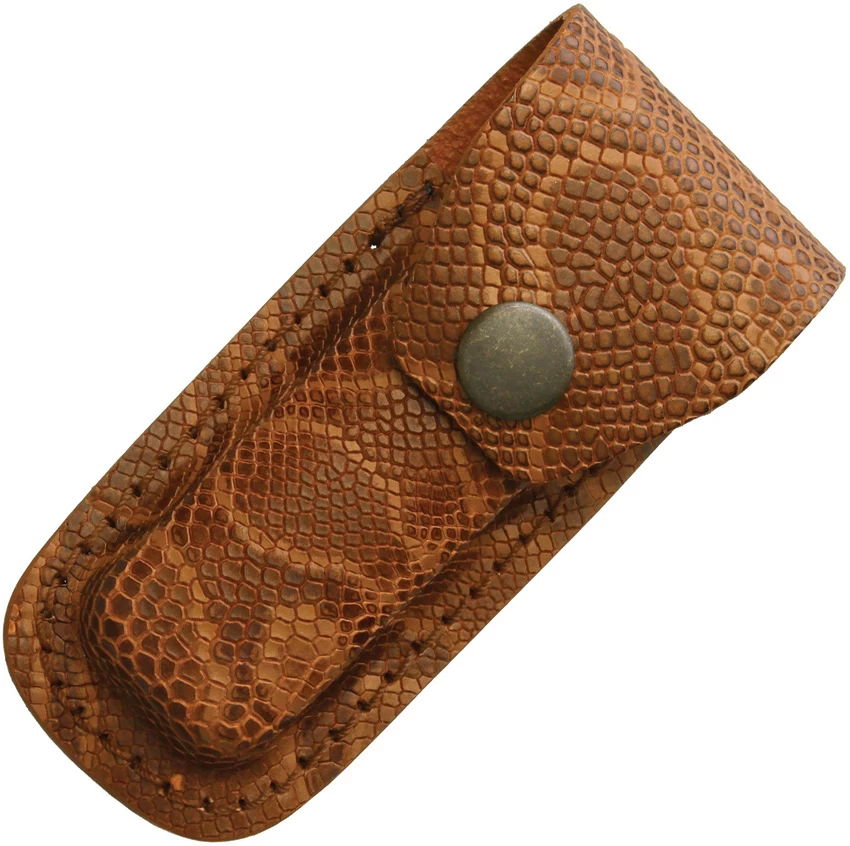Python Pattern Brown Leather Belt Sheath To Suit 3 - 3.5 Inch Knife 2 Python Pattern Brown Leather Belt Sheath To Suit 3 - 3.5 Inch Knife