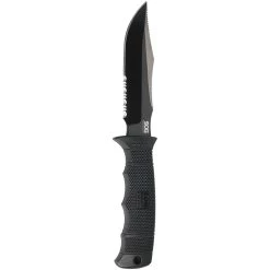 SOG Seal Pup Elite Black TiNi Partially Serrated Fixed Blade Knife, Kydex Sheath E37T-K