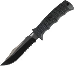 SOG Seal Pup Elite Black TiNi Partially Serrated Fixed Blade Knife E37T
