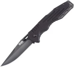 SOG Salute Black Clip Point Blade G10 Folder Knife FF11